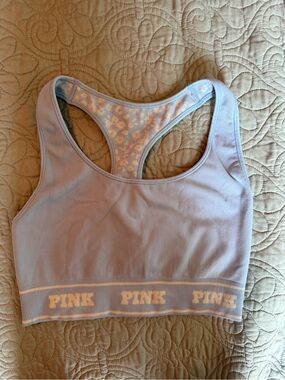 PINK Victoria’s Secret Seamless Floral Racerback Sports Bra Blue